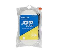 Dunlop ATP Viper Dry Tennis Overgrip, Blanco, Rueda 30 - Superficie Seca, absorción Duradera, Agarre Estable