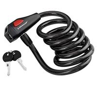 DUNLOP Candado de Cable en Espiral con 2 Llaves, 150 cm, para asegurar Bicicletas, remolques, ciclomotores, Scooters, Cable en Espiral de 12 mm con Revestimiento de plástico