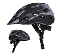 Dunlop Casco Bicicleta, Ajustable de 58 a 61 cm,Talla L, con Iluminación LED, 3 Modos de Luz, Negro