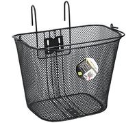 Dunlop Cesta Bicileta Delantera 22L - Cesto con Asa y Ganchos - Cesta Bicileta Manillar 34 x 24.5 x 26 cm - Adecuado para Bicicleta Eléctrica, Bicicleta de Abuela y de Ciudad - Metal - Negro