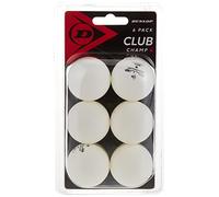 Dunlop Club Champ 6 - Pelotas de Ping Pong, Color Blanco, 6 Unidades, 1 Estrella TT, para Interior y Exterior, Entrenamiento, Principiantes y Jugadores avanzados