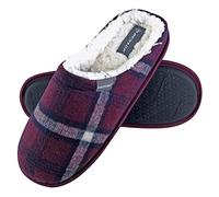 DUNLOP - Hombre Termicas Invierno Calientes Zapatillas de Casa Pantuflas con Talón Abierto (45 EU, 7179 Red)