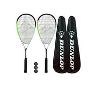 Dunlop Hyper Lite Max - Raqueta de squash, incluye fundas protectoras completas y 3 bolas de squash
