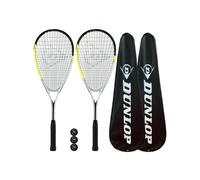 Dunlop Hyper Lite Pro - Raqueta de squash (2 unidades, incluye fundas protectoras completas y 3 pelotas de squash)