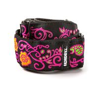DUNLOP JH22 Jimi Hendrix Blacklight Monterey Pink - Correa para guitarra y bajo, jacquard con ribete de piel, ajustable y resistente