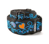 DUNLOP JH24 Jimi Hendrix Blacklight Monterey Blue, jacquard sensible a la luz UV, longitud ajustable 99-168 cm, acabados de piel auténtica