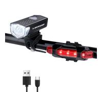 Dunlop Luces Bicicleta Delantera y Trasera USB - Luz Trasera Bicicleta con Modos SOS - Luz Delantera Bicicleta LED Recargable - Accesorios Bicicleta Montaña sin Herramientas - Negra