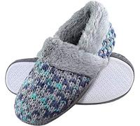 DUNLOP - Mujer Invierno Calientes Suaves Peluche Pantuflas Zapatillas por Casa (38 EU, 8029 Grey)