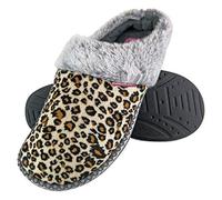 DUNLOP - Mujer Peluche Memory Foam Zapatillas de Casa con Elegantes Nordikas y Leopardo Modelo (41 EU, Leopard)