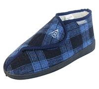 Dunlop Pantuflas Ortopédicas Ajustables con Cierre Táctil para Hombre Tipo Bota, azul marino (Navy Plaid), 42 2/3 EU