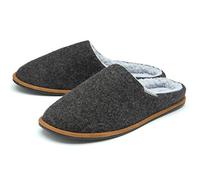 Dunlop Pantuflas para hombre, cómodas con forro de piel, espuma viscoelástica, lavables a máquina, tallas 7-12, gris oscuro, 8 UK