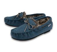Dunlop Pantuflas tipo mocasín para hombre con forro de piel sintética cómodas de espuma viscoelástica, tallas 7-12, azul marino, 46 EU