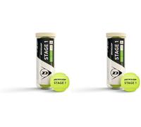 DUNLOP Pelota de Tenis Stage 1 Verde: para niños y Principiantes en el Campo Grande (3 Pelotas) (Paquete de 2)
