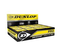 Dunlop Pelotas de Squash Pro Double Yellow Dot, Blanco, Paquete de 12