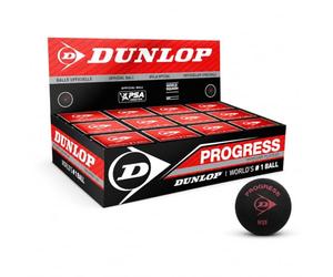 Dunlop Pelotas de squash Progress, Punto rojo | 6 % más grande que Pro | 20 % más de tiempo en vuelo | Más reacción | Control y confianza para jugadores en progreso