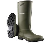 DUNLOP Pricemastor para hombre y mujer - Botas de agua y de caucho, impermeables, con puntera blanda - Resistentes a productos químicos - Altas - PVC - Verde/Negro - Tallas 43