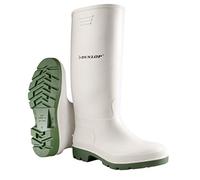DUNLOP Pricemastor para hombre y mujer - Botas de agua y de caucho, impermeables, con puntera blanda - Resistentes a productos químicos - Altas - PVC - Blanco/Verde - Tallas 46