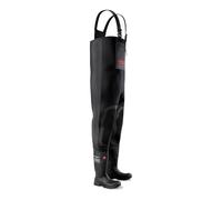 DUNLOP Protective Footwear, Vadeador de neopreno TerraPRO con puntera de acero, bota de trabajo impermeable, ideal para pesca con caña, pesca deportiva y actividades al aire libre, negro, talla 40-48