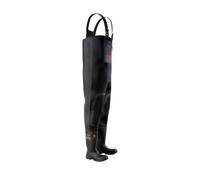 DUNLOP Protective Footwear, Vadeador de neopreno TerraPRO con puntera de acero, bota de trabajo impermeable, ideal para pesca con caña, pesca deportiva y actividades al aire libre, negro, talla 40-48