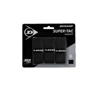 Dunlop Super TAC Tennis Overgrip, Negro, Paquete de 3 ampollas - sensación pegajosa, Alta absorción, Mejor Control de la Raqueta