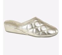 Dunlop Sybil Acolchado Mujer Mula Comodidad Cálido Invierno Pantuflas Oro