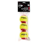 Dunlop Tennis Ball Stage 3 Red - for Kids & Beginners on Small Court (1x3 Pet), 3 Pelotas
