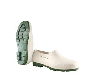 DUNLOP Wellie Shoe, zuecos de jardín para hombre y mujer, Blanco, Talla 41 | Botas de jardín impermeables y cortas. Cómodas para jardín y trabajo, con suela antideslizante. Fácil de poner y sacar