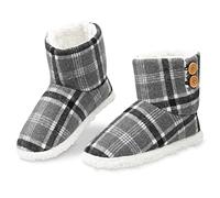 Dunlop Zapatillas Casa Hombre Altas 41-46, Pantuflas Hombre Forro Borreguito y Suela Antideslizante (42, Cheque Gris, numeric_42)