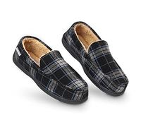 Dunlop Zapatillas Casa Hombre, Pantuflas Estilo Mocasines Cerradas, Zapatillas de Casa Invierno Calientes Suela de Goma Dura, Regalos Originales para Hombre (Negro Gris,42)