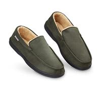 Dunlop Zapatillas Casa Hombre | Pantuflas Estilo Mocasines Cerradas | Zapatillas de Casa Invierno Calientes Suela de Goma Dura | Regalos Originales para Hombre (44 EU, Caqui)