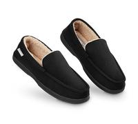 Dunlop Zapatillas Casa Hombre, Pantuflas Estilo Mocasines Cerradas, Zapatillas de Casa Invierno Calientes Suela de Goma Dura, Regalos Originales para Hombre (Negro,45)