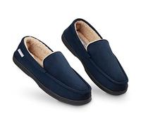 Dunlop Zapatillas Casa Hombre, Pantuflas Estilo Mocasines Cerradas, Zapatillas de Casa Invierno Calientes Suela de Goma Dura, Regalos Originales para Hombre (Azul Marino,46)