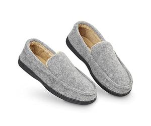 DUNLOP Zapatillas Casa Hombre, Pantuflas Estilo Mocasines Cerradas, Zapatillas de Casa Invierno Calientes Suela de Goma Dura, Regalos Originales para Hombre (Gris,44)