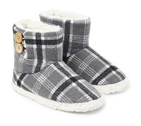 Dunlop Zapatillas Casa Mujer | Zapatillas Calienta Pies Invierno Cerradas | Pantuflas de Casa Regalo para Mujer | Botas Altas Forradas de Borreguito Suela de Goma Dura (40, Gris/Blanco)