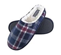 DUNLOP - Zapatillas De Casa Tipo Mule para Hombre con Forro Polar Suave Y Diseño A Cuadros