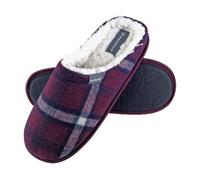 DUNLOP - Zapatillas De Casa Tipo Mule para Hombre con Forro Polar Suave Y Diseño A Cuadros