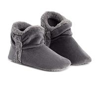 Dunlop Zapatillas De Estar En Casa Altas Para Mujer, Botas Pantuflas Cerradas Invierno, Interior Suave Peluche Con Suela de Goma Antideslizante (37 EU, Gris Oscuro)