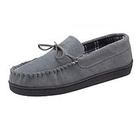 Dunlop - Zapatillas de mocasín con forro polar para hombre - Dormitorio interior de la casa, gris, 46 EU