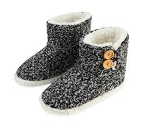 DUNLOP Zapatillas Mujer Casa Alta Cálido Pantuflas de Peluche Forro Suave Botas de Pelo Invierno con Suela Antideslizante (Negro Marl, 38)