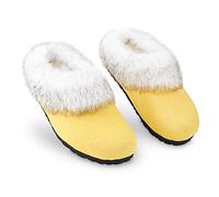 DUNLOP Zapatillas Mujer Casa con Suela Antideslizante, Pantuflas Invierno con Forro Polar, Regalos para Mujer y Chica Adolescente Talla 37-41 (37, Mostaza, numeric_37)