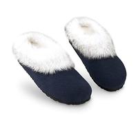 Dunlop Zapatillas Mujer Casa con Suela Antideslizante, Pantuflas Invierno con Forro Polar, Regalos para Mujer y Chica Adolescente Talla 37-41 (38, Azul Marino, numeric_38)