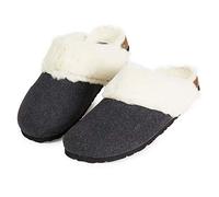 DUNLOP Zapatillas Mujer, Zapatillas Casa Mujer con Forro Polar, Pantuflas Mujer Suela de Goma Antideslizante (Gris Oscuro, Numeric_38)