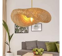 DUNMW Lámpara colgante de bambú tejida a mano plegable creativa Sombrero de paja Lámpara de techo de bambú natural Lámpara de techo, lámpara de estilo rural para comedor, salón de té, sala de estar