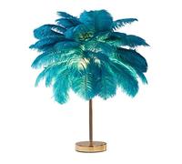 DUNMW Lámpara de mesa de plumas de avestruz verde creativa Lámpara de noche Pantalla elegante Luz de noche Iluminación de mesa para sala de estar Dormitorio Decoración del hogar, enchufable