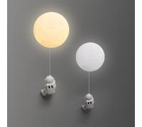 DUNMW Lámpara de Pared LED de Astronauta y Luna Impresa en 3D - Luz de Noche Decorativa Para Habitación de Niños y Dormitorio - 3 Luces