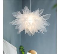 DUNMW Lámpara de techo con luz colgante de organza de fantasía blanca, lámpara de araña de flores de hilo romántico para habitación de niños, luz de techo para dormitorio, sala de estar, 27"