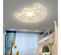 DUNMW Luna de estrellas huecas Lámpara de Techo LED Fantasía Habitación Infantil Lámpara de Techo Araña para Dormitorio de Niños y Niñas, Habitación Infantil, Atenuación Continua, 17.9 * 16.7'', 30W