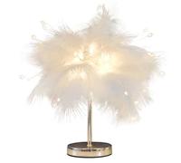 DUNMW Mini lámpara de mesa de plumas blancas creativas Lámpara de noche con cuentas LED de fuegos artificiales Luz de mesa de plumas Luz de noche Luz decorativa para dormitorio, sala de estar