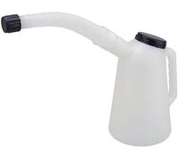 Dunnet Tools Jarra medidora de 5 litros con tapa, boquilla flexible para vehículo, jarras métricas imperiales, de plástico, aceite, refrigerante, combustible, agua, polietileno, duradero