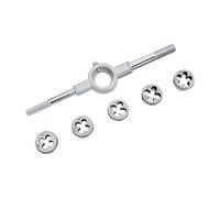 Dunnet Tools Juego de 6 piezas de grifos y troqueles métricos con llave, kit de reparación de roscas con troqueles de rosca redondos, grifos, llave inglesa y estuche de almacenamiento para proyectos